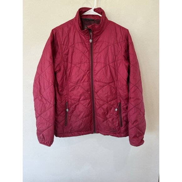 LL Bean Womens Ultra Light Puffer Jacket Coat Zip Up Red Pink Medium M Reg - Picture 1 of 4